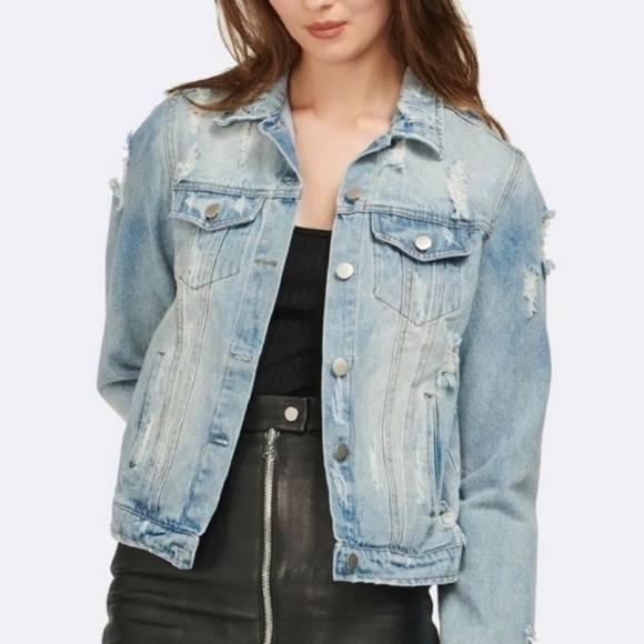 MVN 100% Cotton Womens Distressed Ripped Denim Jacket - Picture 3 of 10